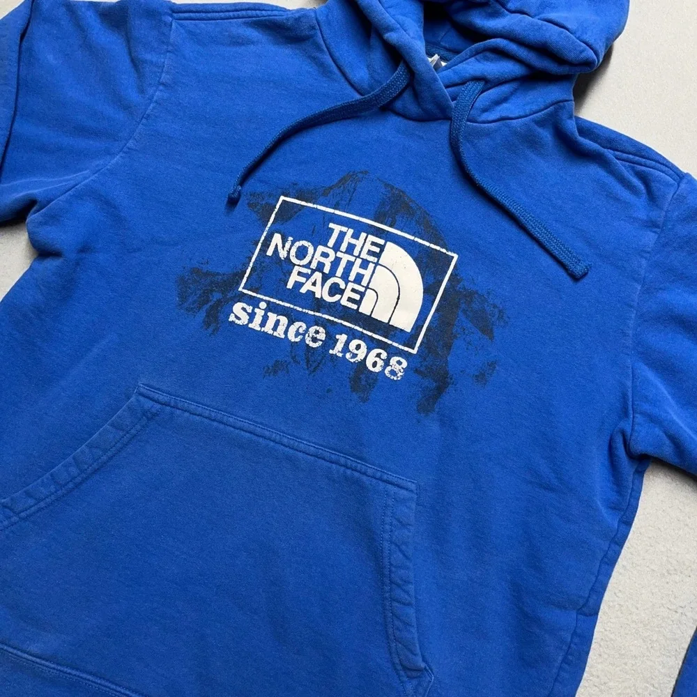 VTG The North Face Blue Since 1968 Hoodie Pullover Mens M Medium Fleece Lined‎